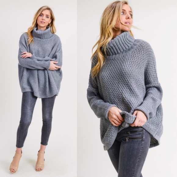 Bellanblue Sweaters - AMBER COwl Neck Knit Sweater - CHARCOAL